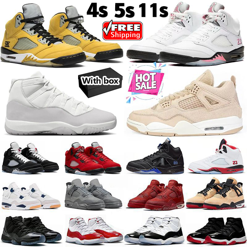 Designer Basketball shoes 4s Cozy Gir black cat 5s Tokyo 11s Pizza cave stone white cement Thunder Midnight Navy fire red University gamma Blue shoes with box