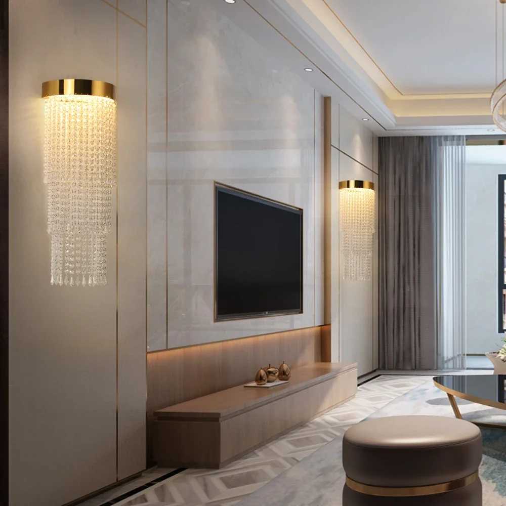 Gold Crystal Wall Lamp Led Bedroom Light Modern New Creative Design Wall Scones Luxury Long Heavy Living Room Lighting Fixture C250923