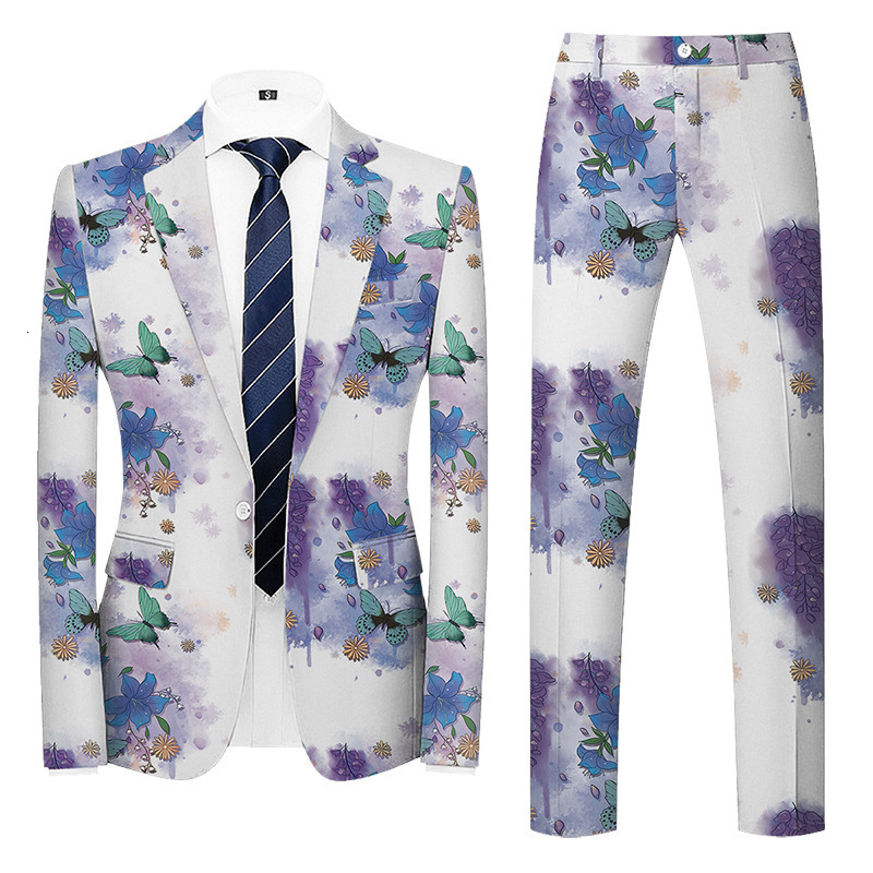 Thorndike Custom Made Groomsmen Pueple Pattern Groom Tuxedos Peaked Lapel Men Suits 2 Pcs Wedding Man JacketPants 240812