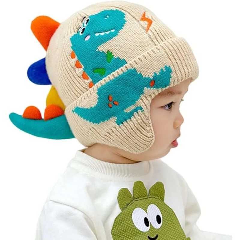 Boys and Girls Dinosaur Autumn and Winter Knitted Hat Baby Toddler Thick Scarf Earmuffs Christmas Halloween Birthday Gift Z251029