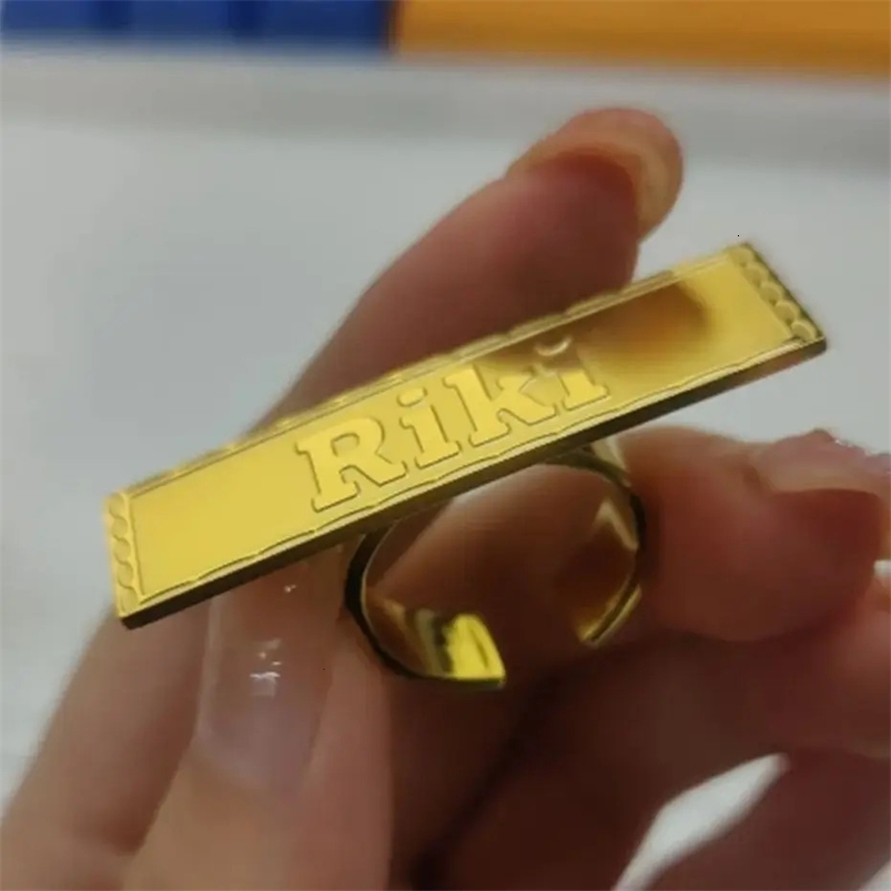 Custom Bar Ring For Men Personality Large Gold Nameplate Pendant Trending Stainless Steel Jewelry Christmas Gift For Family 240530