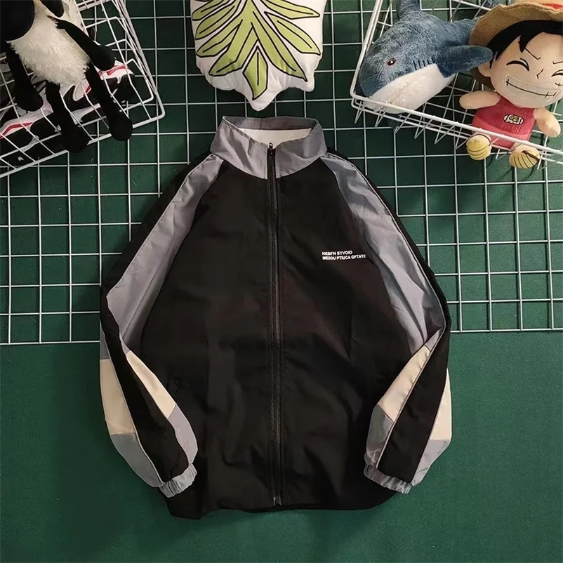 Hip Hop Varsity Jacket Men Women Autumn Patchwork Color Block Windbreaker Coats Fashion Loose Thin College Jackets 240829