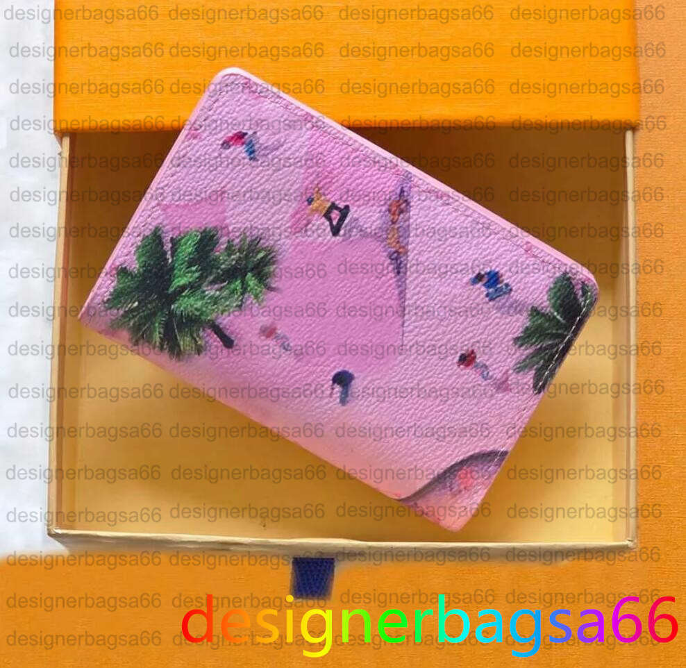 Top Luxury men card holder designer wallet women pocket organizer top mirror quality wallets pink blue canvas mini purse small bag Pink Golf Wallet 10 A