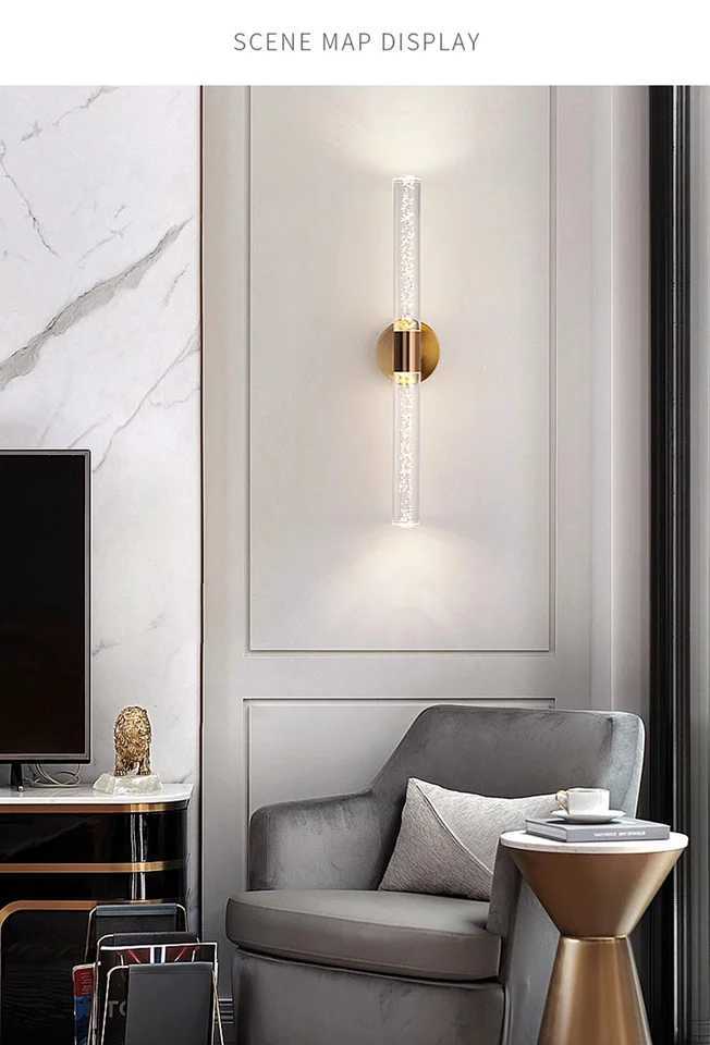 LED Light Modern Wall Light Bedroom Bedside Living Room Wall Lamp Crystal Rod Nordic Aisle Corridor Interior Lighting Fixture C251124
