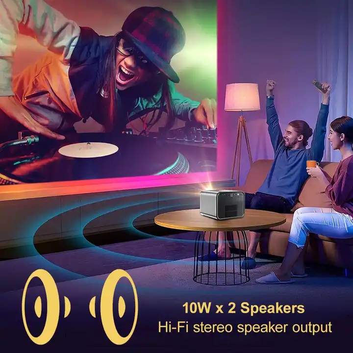 2025 Portable Projector 1600 ANSI 1920*1080P 2+32GB Android 11.0 BT 5.0 With 2.4/5G WiFi6 Round Design Movie Projector 60"- 300" Screen, PK 