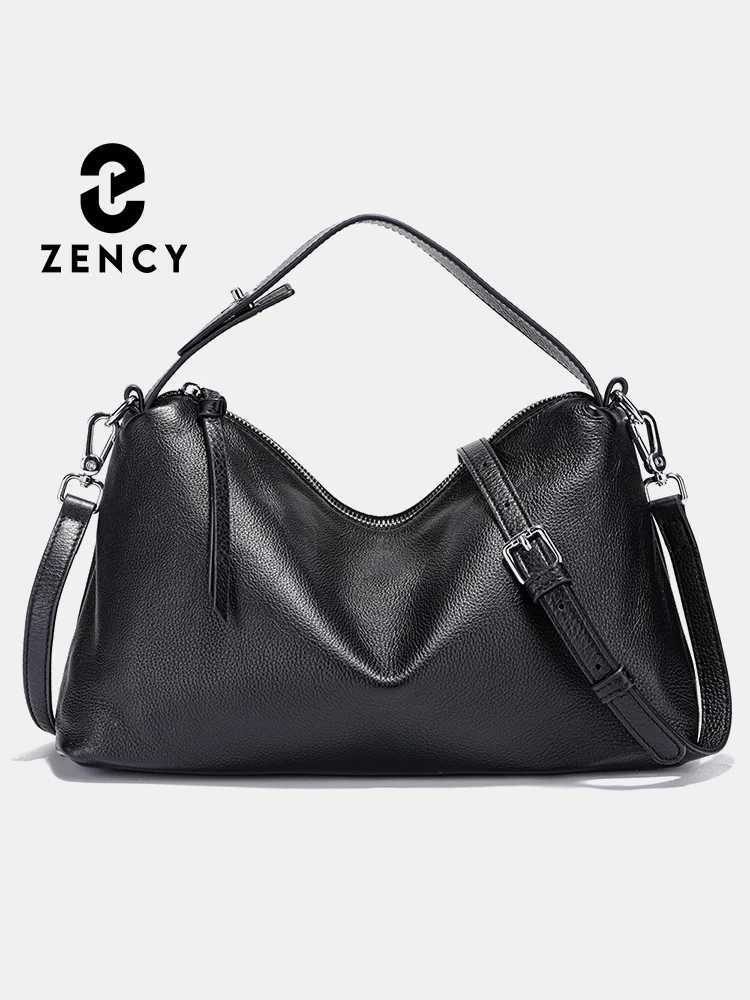 Zency Genuine Leather Tophandle Bag Fashion Hobo Bag Women Shoulder Handbag Crossbody Designer Elegant White Satchel Retro Brown J251025