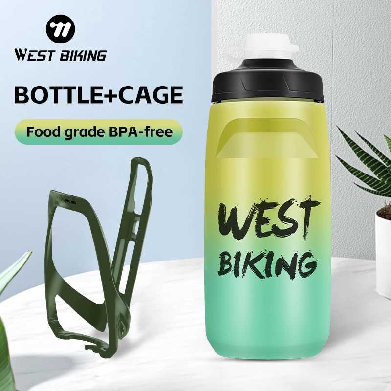 WEST BIKING Cycling Water Bottle 620ml Food Grade Leakproof Fitness Running Camping Hiking Sports Kettle Bike Bottle Cage J250923