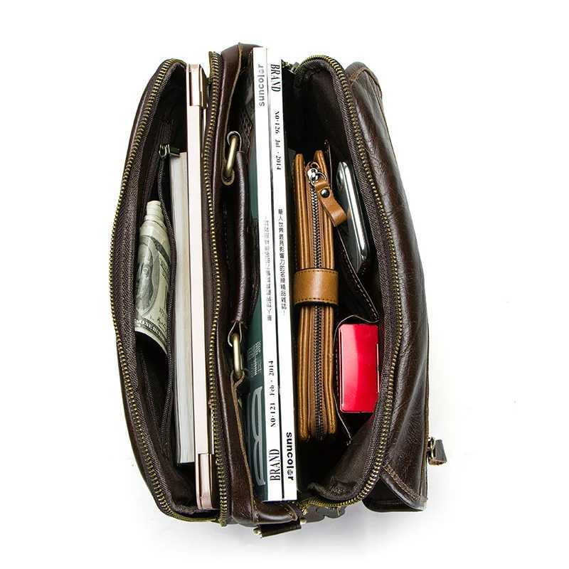 CONTACTS new oil cow leather mens messenger bag male satchel bag men crossbody bags masculina bolso big casual shoulder bags J251025