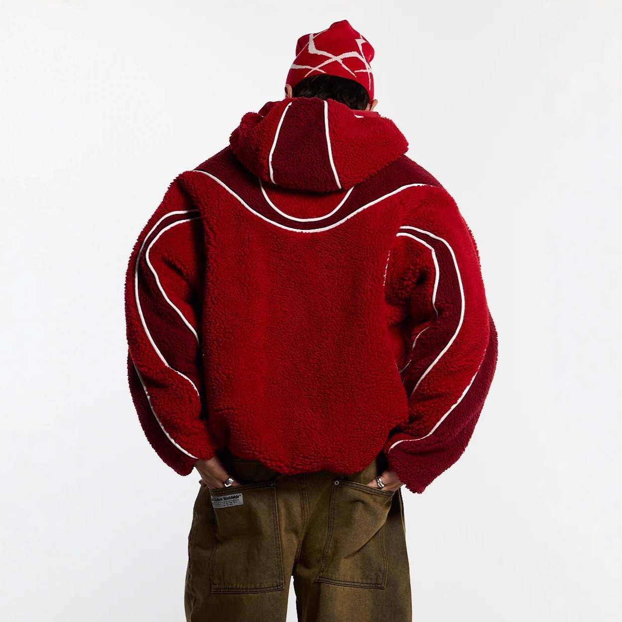 Designer Free Shipping New Color Blocked Wool Cardigan Wool Jacket Fashion American Street Style Unisex Hooded Sweatshirt Wholesale