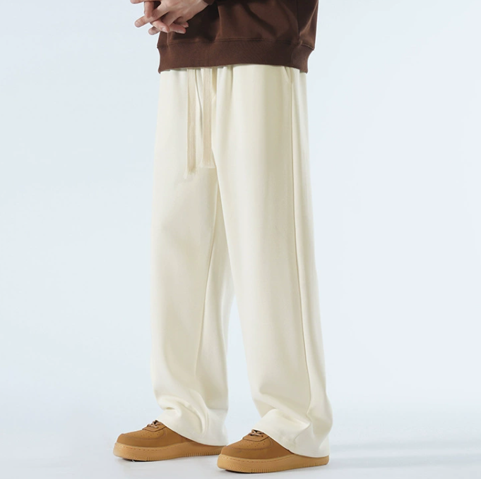 Wide Leg Pant Fashion Causal Breathable Men Sweatpant Male Autumn Versatile Elastic High Waist Drawstring Loose Straight Trouser 250806