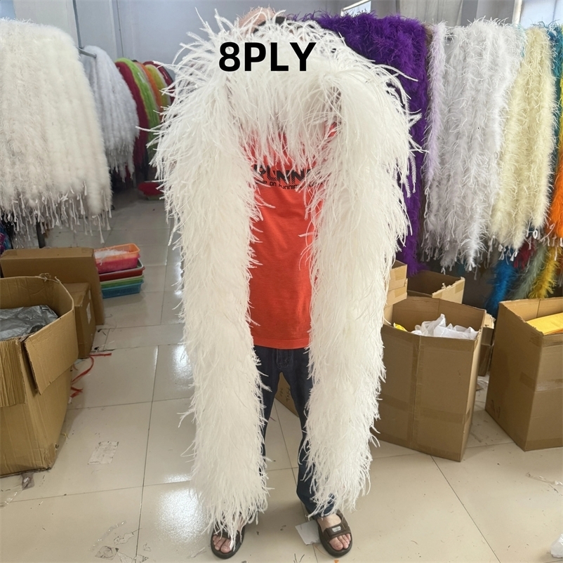 Customized 8Ply Ostrich Feathers Boa 6Ply Thick Selling Natural Ostrich Plumas Boa Scarf for Carnival Stage Clothing Sewing Decoration 240905bj