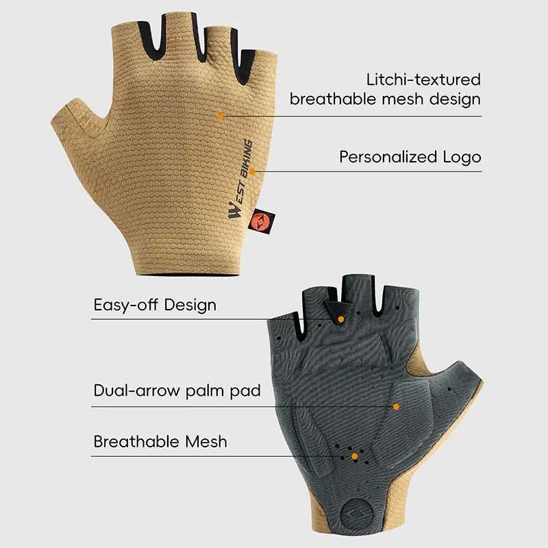 WEST BIKING Cycling Gloves Half Finger Summer Nonslip Shockproof Bike Gloves Men And Women Outdoor Sports Gel Bicycle Gloves J250922