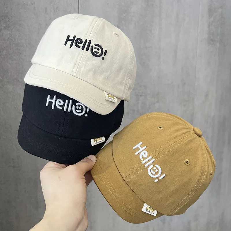 Japanese Baby Peaked Hat Embroidered Letter Kids Duck Tongue Cap 13Year Boy Children Sunshade Visors Solid Cotton Baseball Caps Z251029