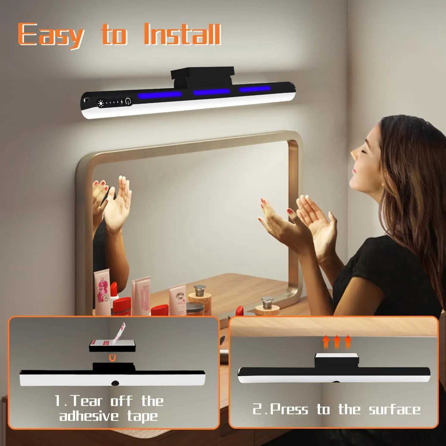 Modern LED Magnetic Wall Light Rechargeable Touch Cabinet Light Tri color Temperature RGB Atmosphere Light Mirror Front Light C251124