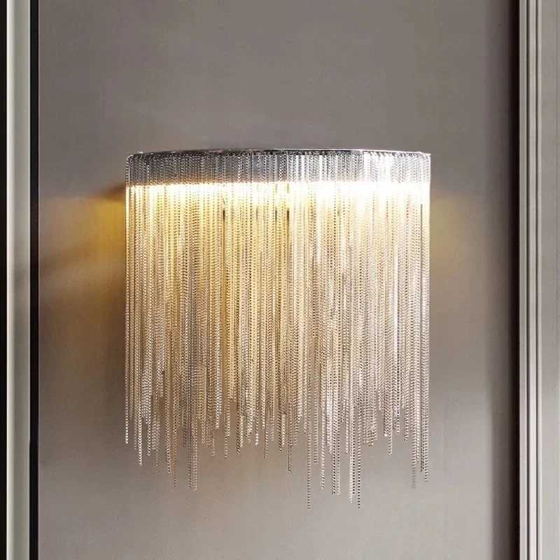 Modern Led Chain Wall Sconce Bedroom Luxury Living Room Indoor Lighting GoldSilver Creative Design Wall Lamp Home Decor Lustre C251124
