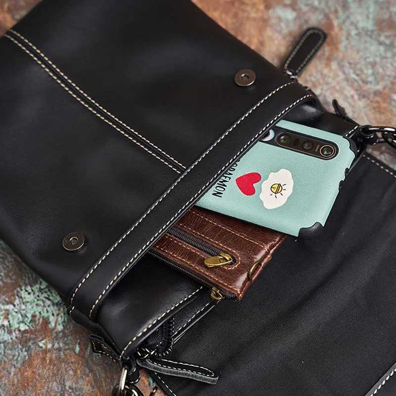 NASVA Leather Mens Shoulder Bag Fashion Casual Messenger Bag School Bags Retro Crossbody Bags For 97 Inch Ipad J251025