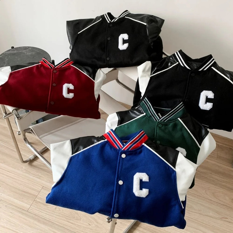 Teddy Leather Stitching C-word Wool Baseball Uniform Ce Home Letters Mens And Womens High-end Fashion Jacket 241220
