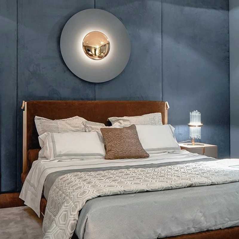 Indoor Modern Minimalist Designer LED Lamp Porch Bedroom Bedside Lighting Decoration Round Background Creative UFO Wall Sconces C251124