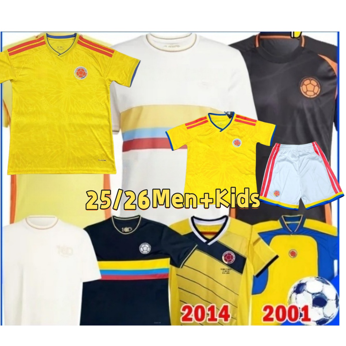 2025 26 colombia Centenary soccer jersey 100-years anniversary 24 25 james L.DIAZ J.LERMA Copa America Home away men kids kit Football uniform fans player version