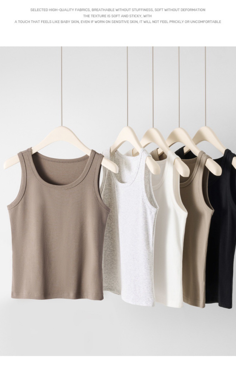 Women's Premium Tank Top - Spandex High Elasticity, sexy Style, Crew Neck Sleeveless Top Showing Collarbones-1037T