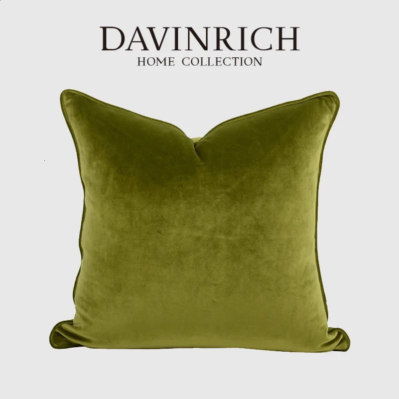 DAVINRICH Italian Velvet Throw Pillow Covers Soft Decorative Solid Square Cushion Pillow Case For Sofa Couch Bedroom Olive Green 240725