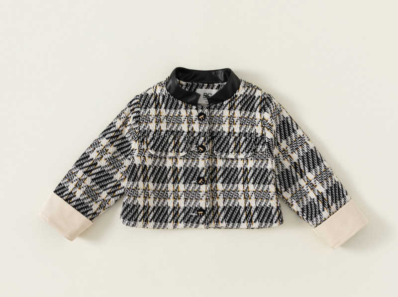 Youbao Girls Autumn Clothing Baby Girl Little Fragrance Style Coat Houndstooth Short Fashionable Cardigan Top QY23016 C250923
