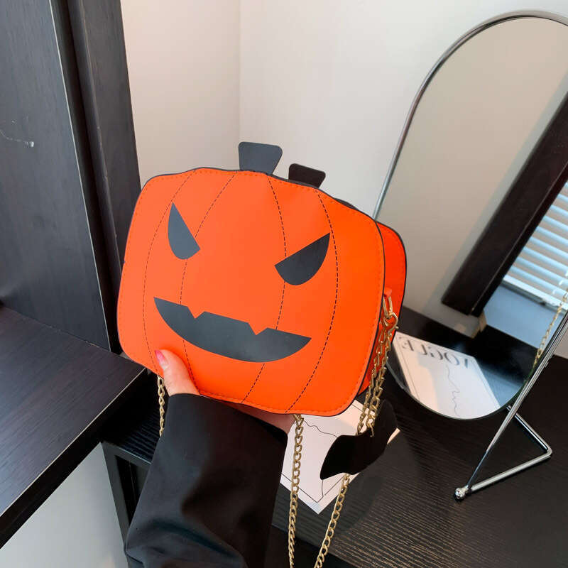Halloween Quirky Pumpkin 2023 New Fashion Color-Block Personality Creative Trendy Single-Shoulder Women's Cartoon Crossbody Bag