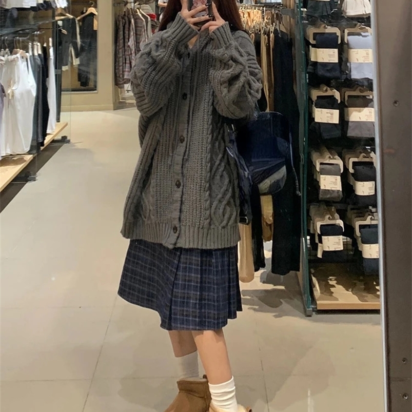 Y2k Aesthetic Twist Hooded Cardigans Women Autumn Winter Solid Casual Sweater Streetwear Single Breasted Fashion Grunge Coats 240824