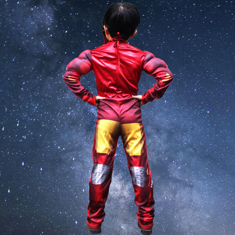 Disney Halloween glowing mask role-playing costume children's muscular Iron Man costume cosplay performance outfit anime dance party clothes boys
