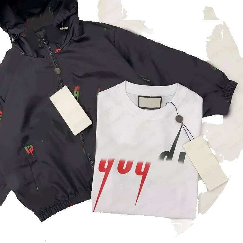 Spring childrens tracksuit autumn new kids letter hooded jacket baby stormcoat trendy casual boys girls clothing Three piece set CSD2410075-