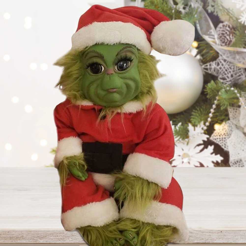 Christmas Plush Doll Green Monster Doll Christmas Grinch Baby Toys Soft Christmas Decorations Plush Toy Children Doll Xmas Decor S25923
