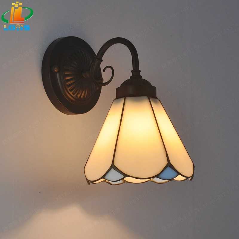 European Simple Modern Sixsided Glass Wall Lamp Tiffany Balcony Staircase Bathroom Light Decoration Iron Garden Decoration C251124