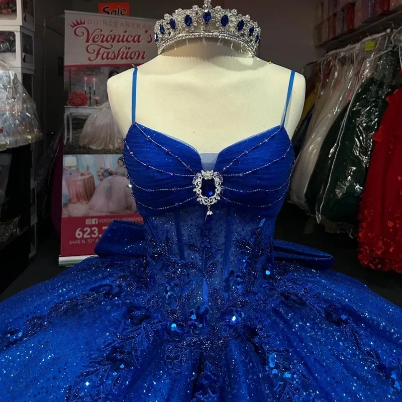 Royal Blue Shiny Ball Gown Sweet 16 Year Old Quinceanera Dresses Girls Prom Party Dress Vestidos De Festa 15 Anos