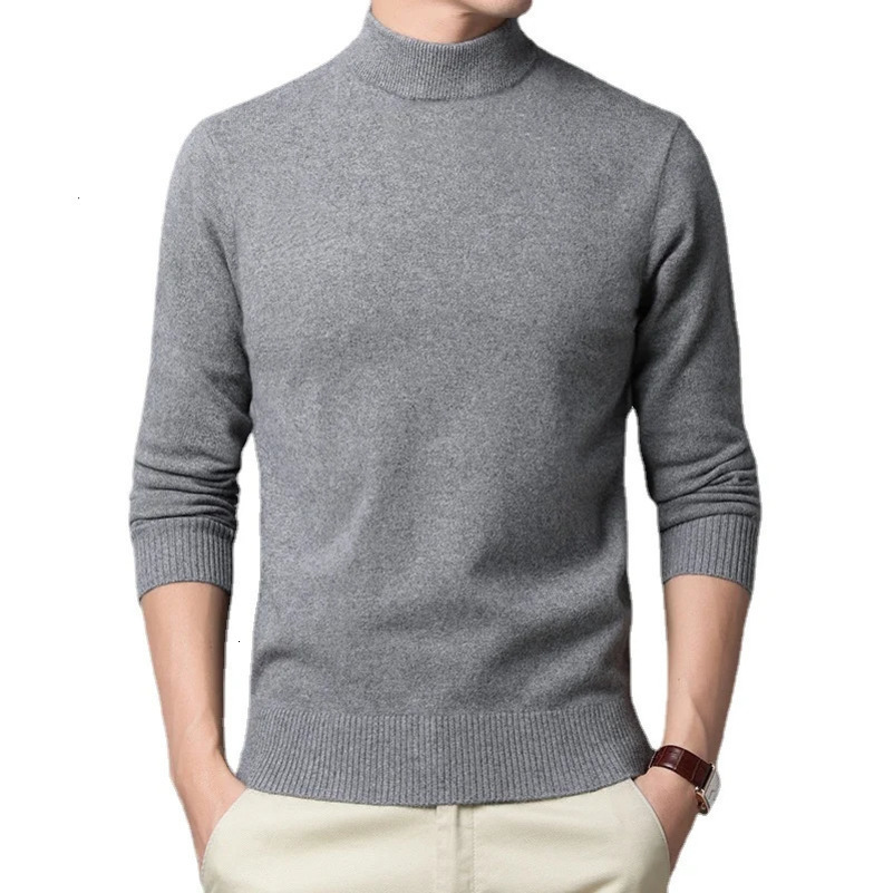 Warm Mens Half Turtle Neck Solid Color Pulling Fashion Thickened Middle aged Long Sleeve Top Puller 241113
