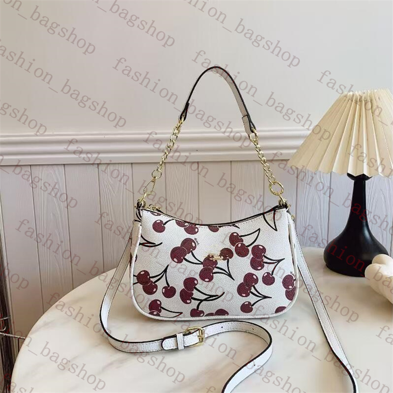 Luxury Designer Bag Women Half Moon Shoulder bag Luxury Womens Underarm Bag Cherry Print Chain Crossbody Purse Handbag leather Satchel Fashion Tote Bag wallet