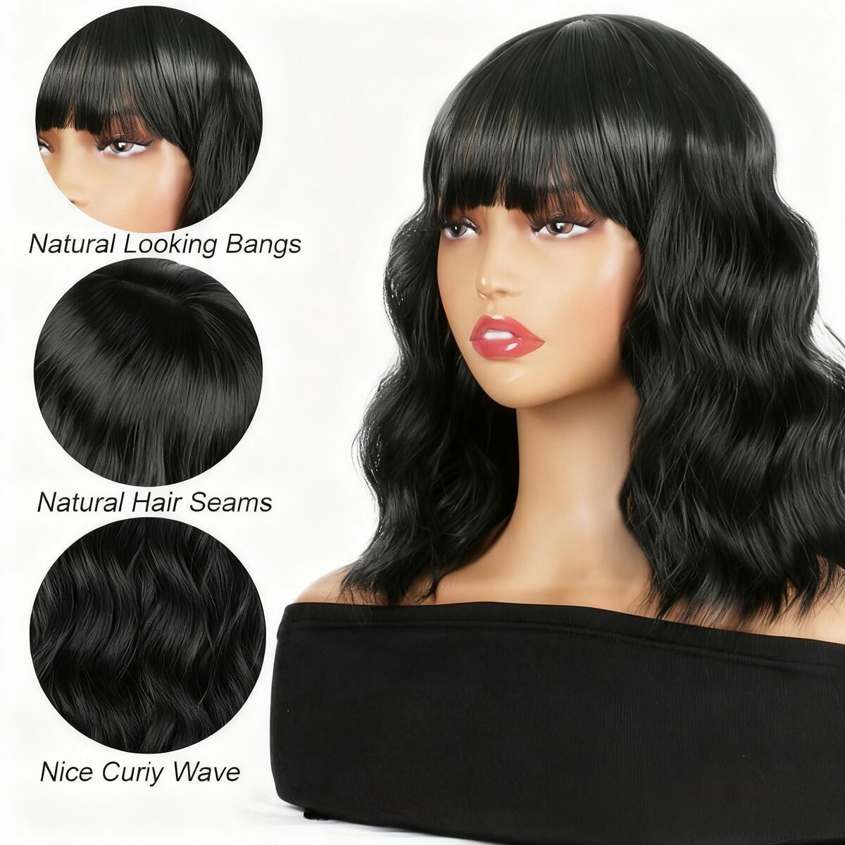 Women's Water Wave Deep Long Hair Synthetic High-Temperature Fiber Curly Wig