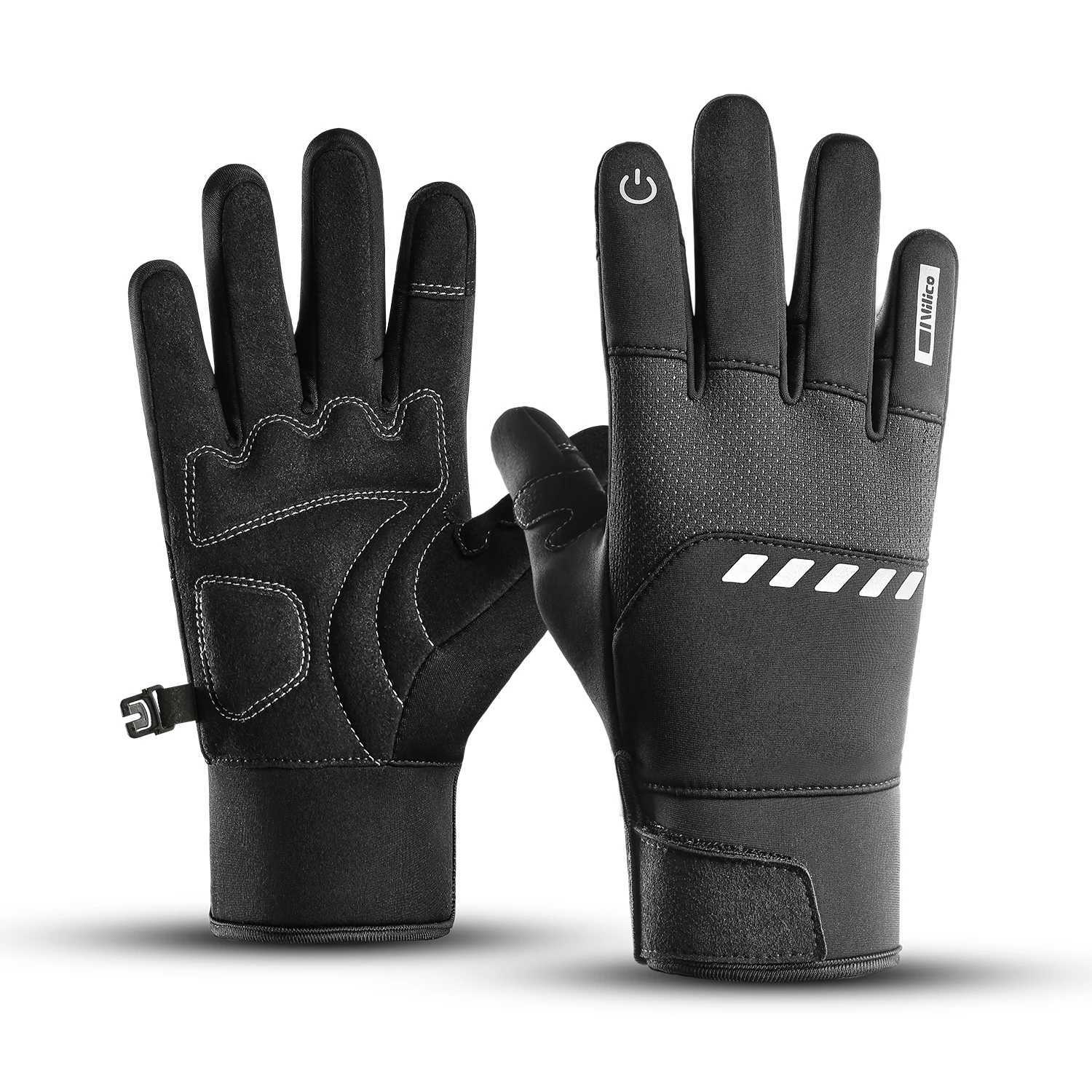 Men Winter Waterproof Cycling Gloves Outdoor Sports Running Motorcycle Ski Touch Screen Fleece Gloves Nonslip Warm Full Fingers J250922