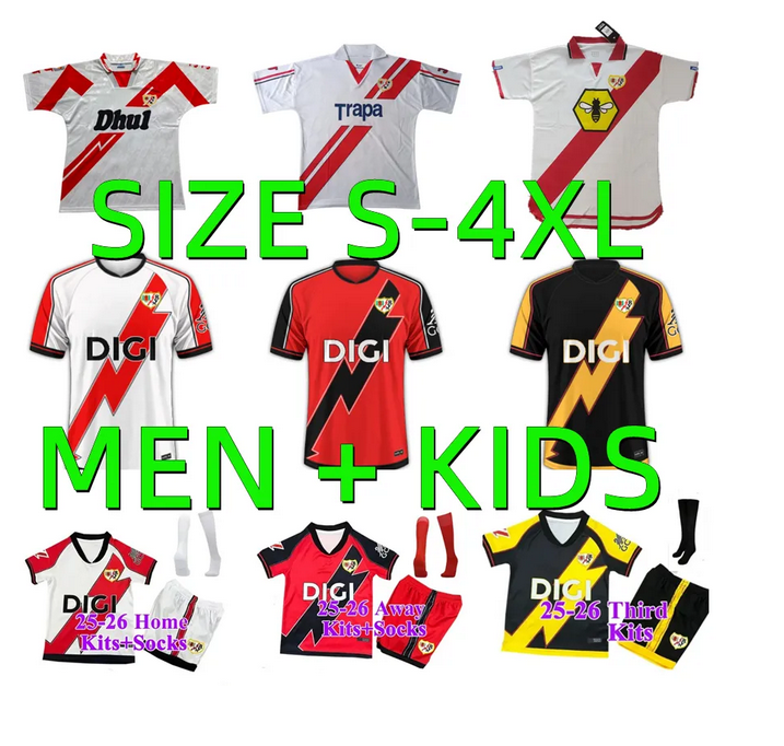 24 25 26 Rayo Vallecano Centenary FALCAO soccer jerseys 1994 1995 1997 1998 2001 2002 PALAZON GARCIA GUARDIOLA SANCHEZ TREJO CISS 2025 2026 football shirt Men kids kit