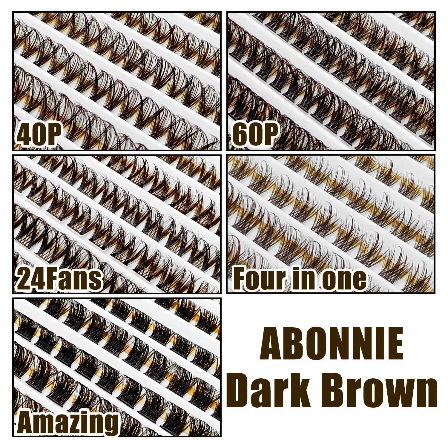 ABONNIE Dark Brown Diy Cluster Lashes 40D 60D D Curl Individual Diy Segment Cluster Amazing Eyelash C250923