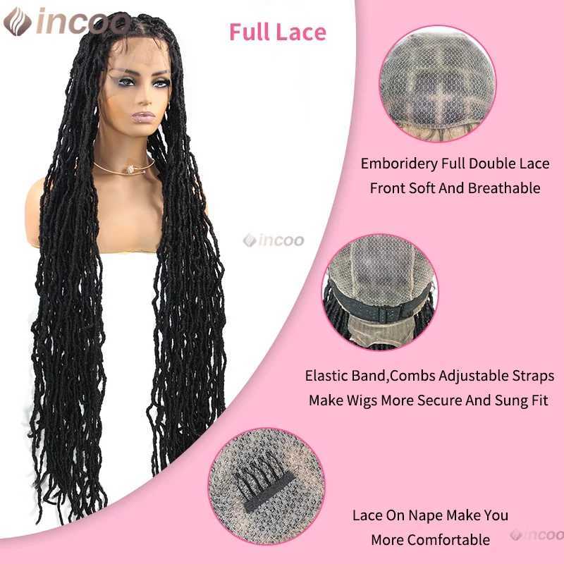 40 Dreadlocks Braided Wigs for Black Women With Baby Hair Synthetic Faux Locs Crochet Hair Pre Looped Braided Wig HD Lace Wigs C250922