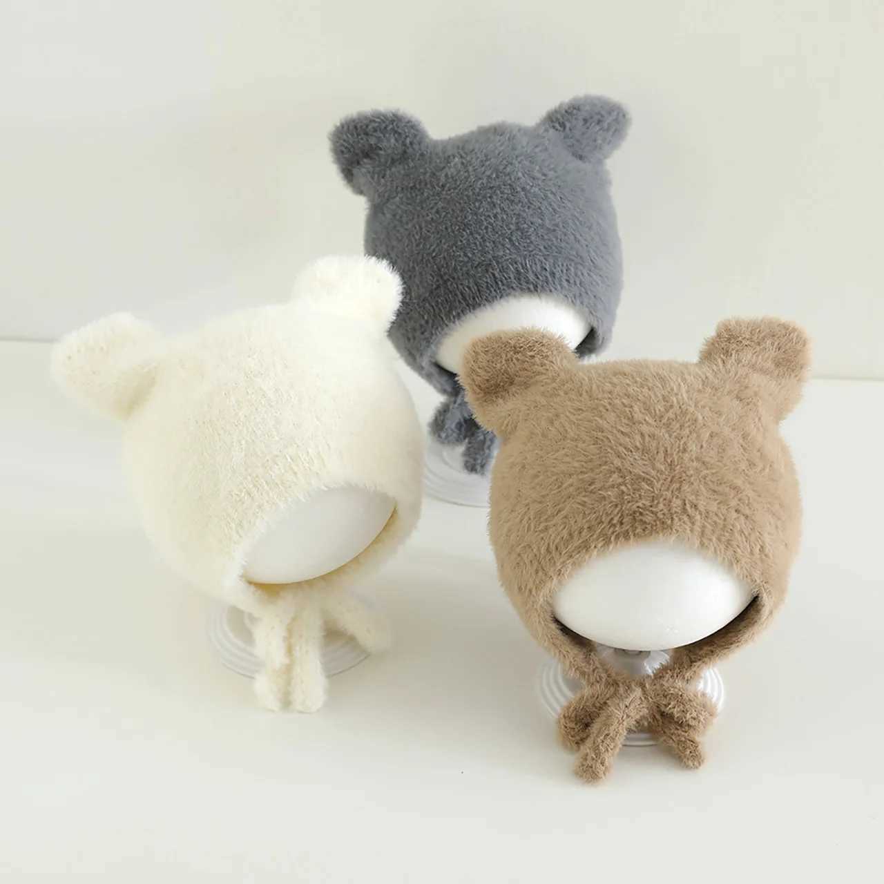 Kids Ear Protection Cap Children Warm Headgear Winter Cute Cartoon Toddler Tie Beanies Baby Plush Ear Protection Hat Z251029