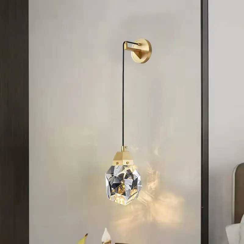 Crystal indoor chandelier modern simple bedroom aisle restaurant chandelier background wall bar entrance wall lamp C251124
