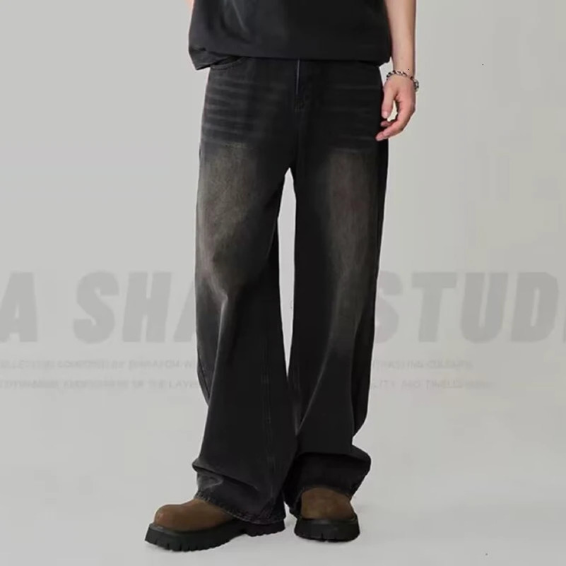 Men Fashion High Waist Wide Leg Jeans Male American Vintage Denim Pants Classic Baggy Streetwear Casual Denim Trousers 250605