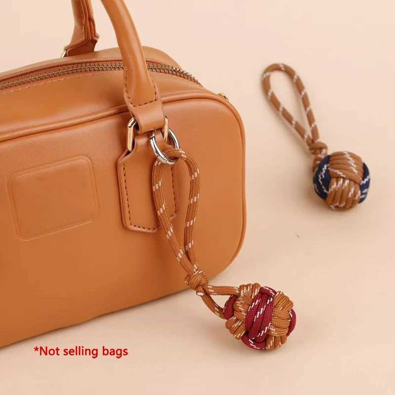 Handbag charm hand woven double colored ball cute creative hanging rope Ins style Nylon rope lock ball bag accessories D250923