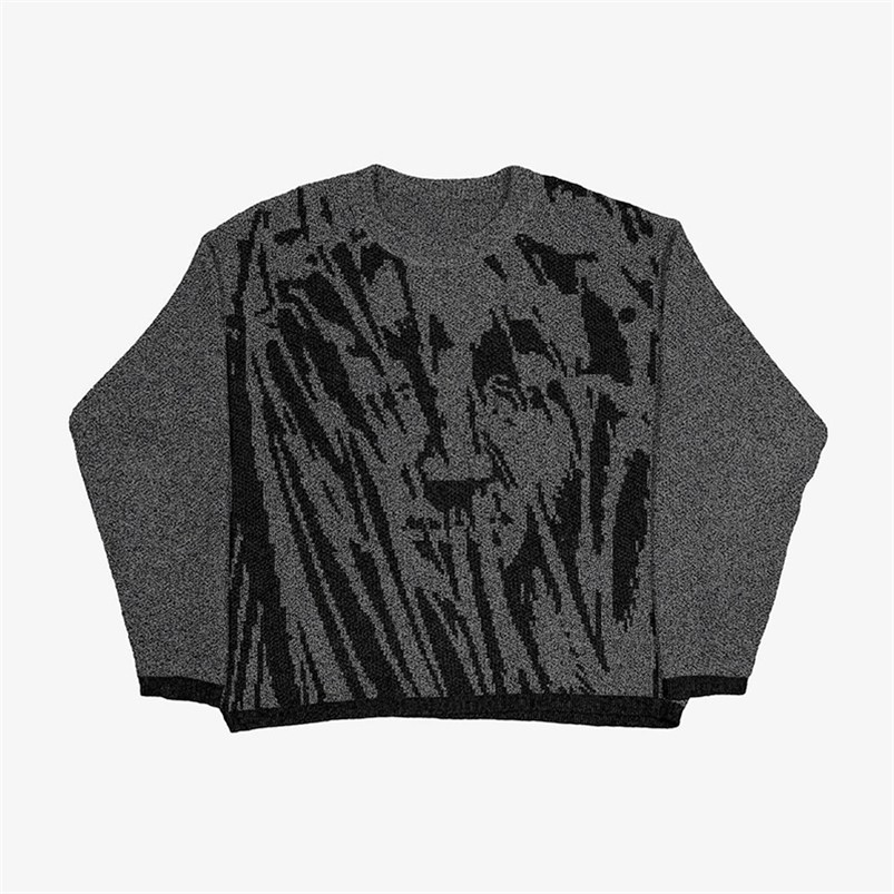 Men Women Cotton Knitwear Vintage Knitted Sweater Harajuku Ukiyo-e Style portrait patternPullover Autumn Streetwear Sweater 240821CJ