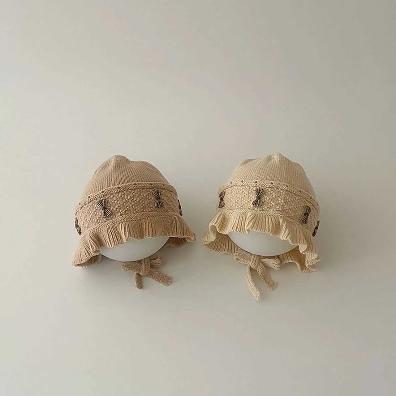 Cute Bow Knitted Ear Protection Hat Princess Baby Headgear Bonnet Winter Warm Toddler Pullover Cap 536Month Girls Kids Beanies Z251029