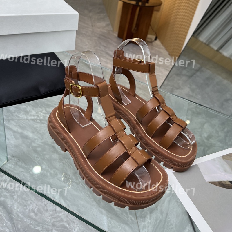 Clea Chunky Sandals Designer Triomphe Gladiator Sandal Women Leather Fishman Adjustable Buckle Strap Slides Slippers