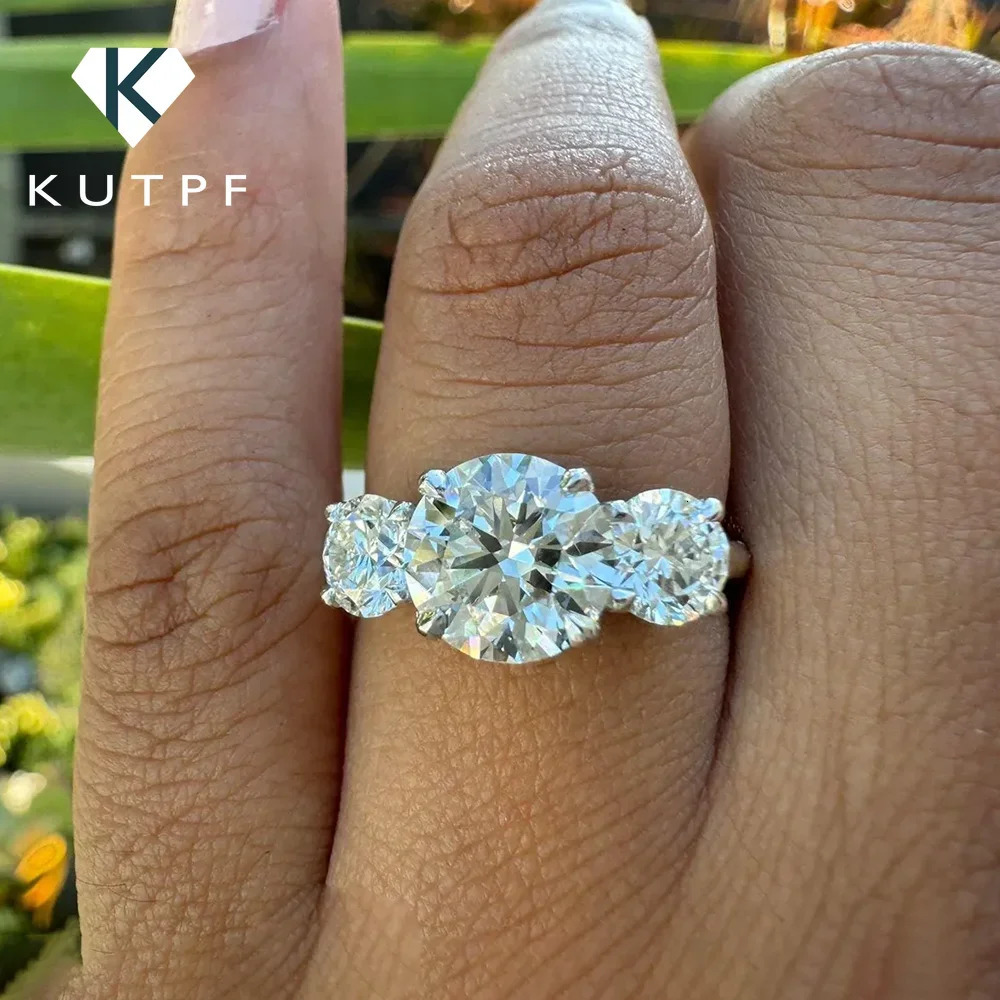 4Carat Diamond Engagement Ring with Certificates 925 Sterling Silver Three-Stone Wedding Band for Women Fine Jewerlry 250815