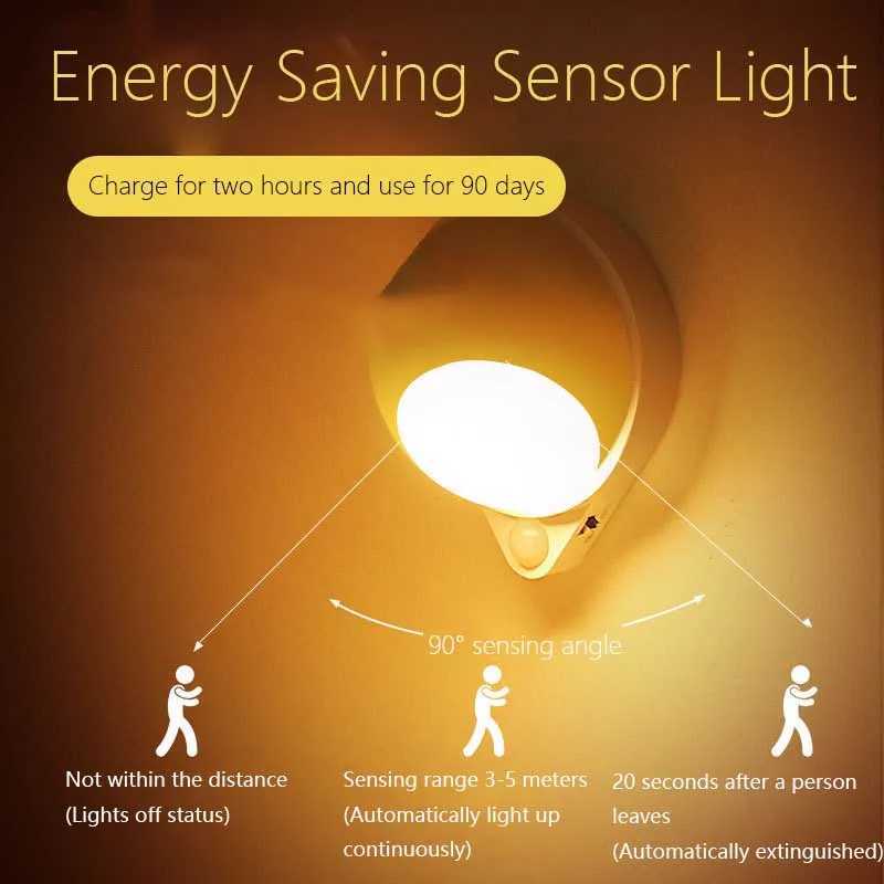 LED Wall Sconces Light Motion Sensor Wall Lamp 360 Rotatable Wall Lights Wireless Night Lights For Bedroom Stair Hallway Kitchen C251124