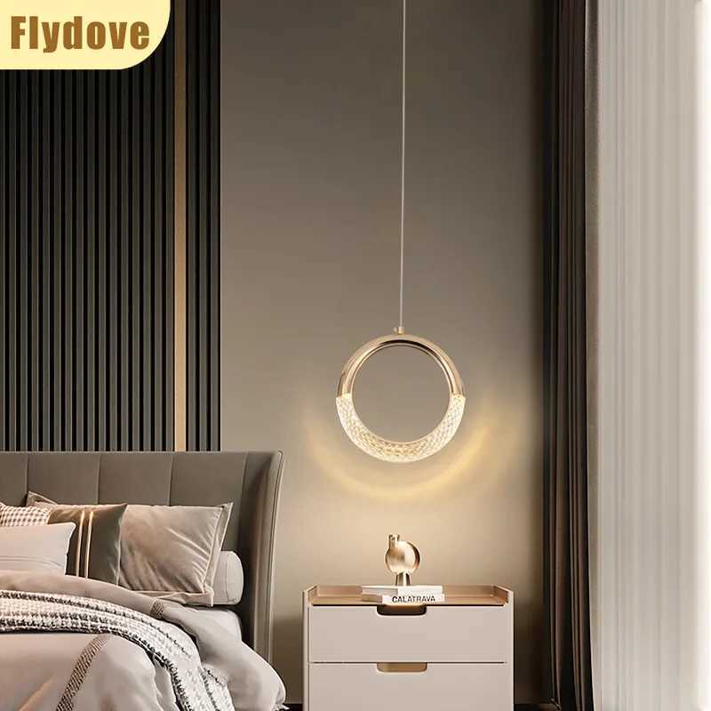Nordic Light Luxury LED Long Line Small Pendant Creative Living Room Bedhead Study Corridor Indoor Golden Acrylic Ceiling Light C251124